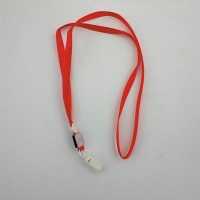 Шнур для бейджа 1см с пластик.карабином (красный)
