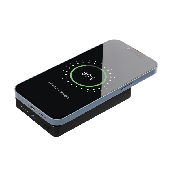 Внешний аккумулятор Атлантис Плюс PD (Atlantis PD Plus) 10000mAh с функцией беспроводной зарядки 15W, черный