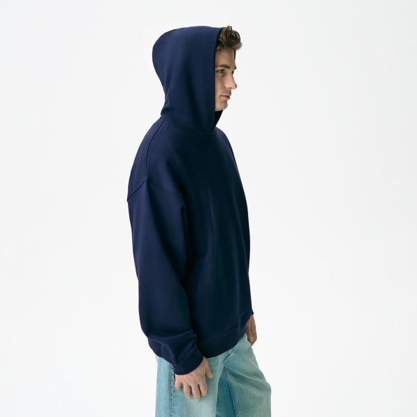 Худи оверсайз унисекс Фьюжн (Fusion), темно-синий, размер XL/2XL