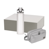 Подарочный набор Boston, Flip, серый (дорожная косметичка, бутылка)