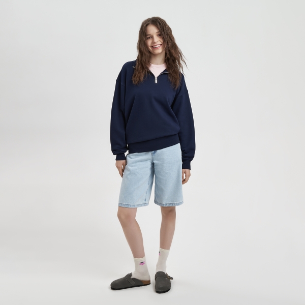 Толстовка на молнии унисекс Флоу (Flow), темно-синяя, размер 3XL/4XL