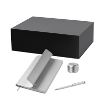 Подарочный набор Passion, Molto, серебряный (колонка, ежедневник, ручка)