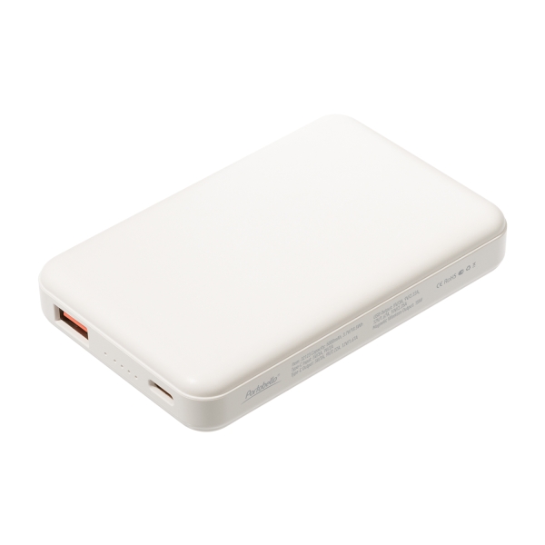 Внешний аккумулятор Ларго PD (Largo PD) 5000mAh с функцией беспроводной зарядки 15W, белый