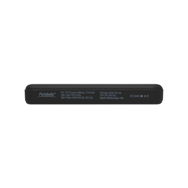 Внешний аккумулятор Ларго PD (Largo PD) 5000mAh с функцией беспроводной зарядки 15W, черный