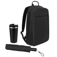 Подарочный набор Sirius, черный (зонт, термокружка, рюкзак)