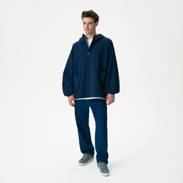 Ветровка (анорак) оверсайз унисекс Риссман (Rissman), темно-синяя, размер XL/XXL