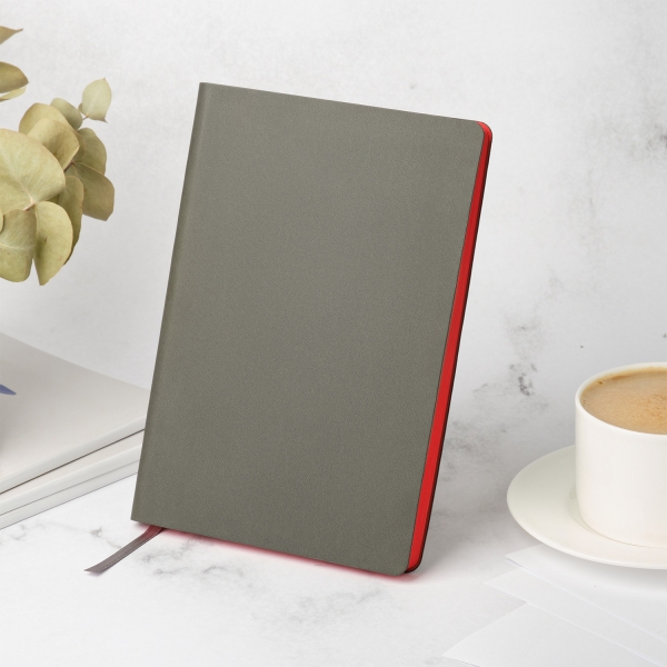Ежедневник Latte soft touch недатированный, серый/красный