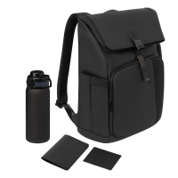 Подарочный набор Grand, черный (обложка на паспорт, картхолдер, бутылка, рюкзак)