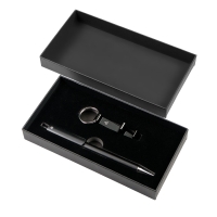 Набор ручка+ брелок ARCADA, черный, металл, пластик, картон