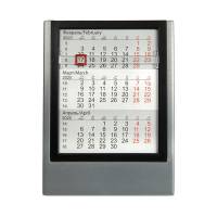 Календарь настольный на 2 года; серебристый с черным; 12,5х16 см; пластик