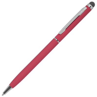 TW Soft, ручка шариковая со стилусом для сенсорных экранов, красный/хром, металл/софт покрытие