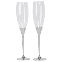 Бокалы для шампанского "Asti" (2шт), D=7см, Н=28,5см, стекло, посеребренный металл, лаковое покрыт