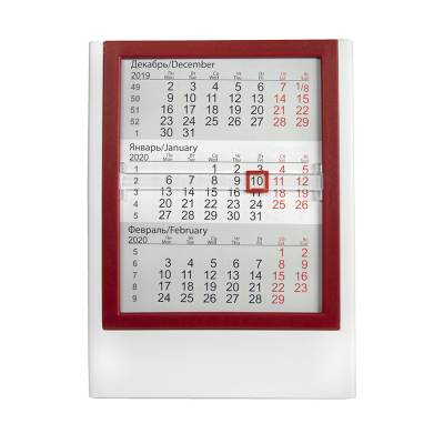 Календарь настольный на 2 года; белый с красным; 12