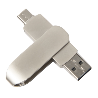 USB flash-карта CIRCLE OTG Type-C (8Гб), серебристая, 6,5х1,5х0,82 см, металл