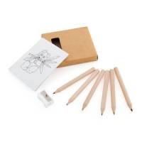 Набор цветных карандашей с раскраской и точилкой, 7,4х9х1,5см, дерево, картон, бумага