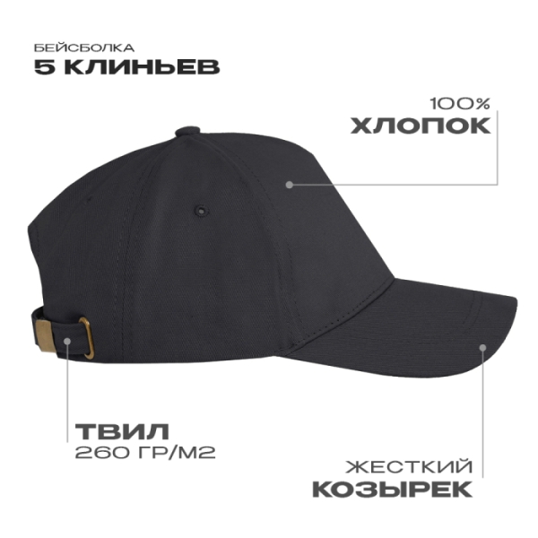 Бейсболка STAN 5 клиньев хлопок, 260, 112