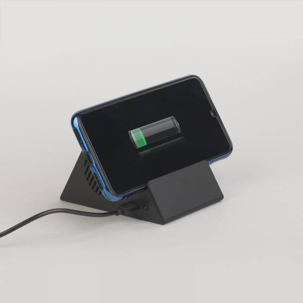 Bluetooth колонка-подставка "Rock" 3Вт с беспроводным зарядным устройством и подсветкой логотипа
