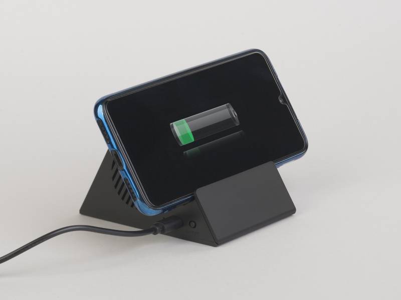 Bluetooth колонка-подставка "Rock" 3Вт с беспроводным зарядным устройством и подсветкой логотипа
