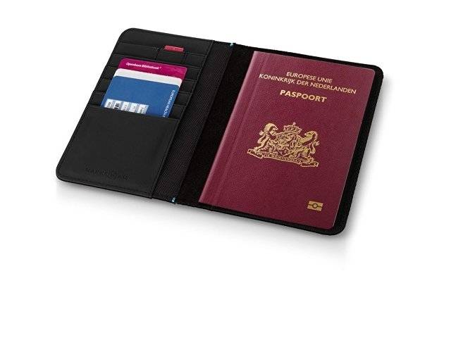 Обложка для паспорта "Odyssey", черный/синий