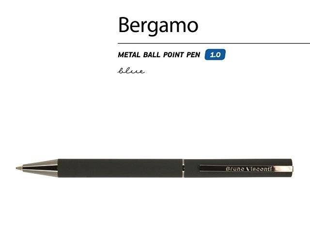 Ручка "Bergamo" шариковая автоматическая, черный металлический корпус, 0.7 мм, синяя