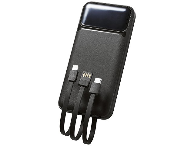 Подарочный набор "Tesla" с блокнотом А5, ручкой и пауэрбенком на 10 000 mAh, черный