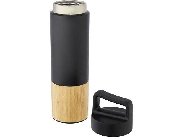 Torne Бутылка из нержавеющей стали объемом 540 мл с медной вакуумной изоляцией и внешней стенкой из бамбука, черный