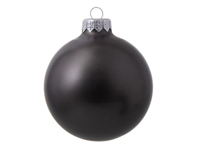 Стеклянный елочный шар "Christmas bauble", черный металлик, с серебристым колпачком в черной коробке