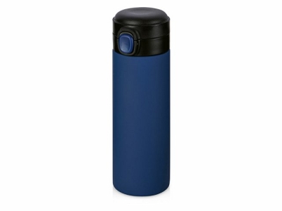 Вакуумная термокружка Waterline c кнопкой «Guard», 400 мл, тубус, темно-синий