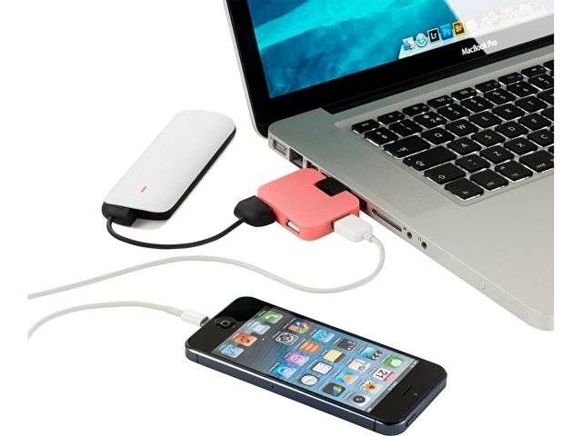 USB Hub "Gaia" на 4 порта, розовый