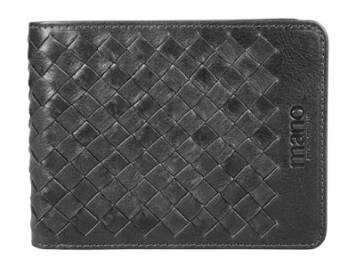 Бумажник Mano "Don Luca", натуральная кожа в черном цвете, 12,5 х 9,7 см