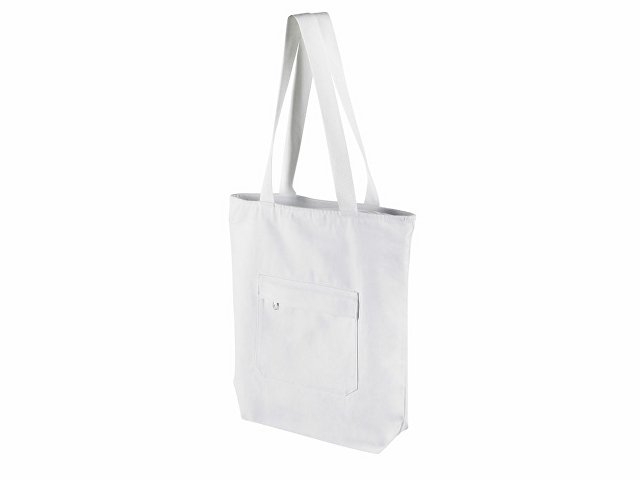 Сумка на молнии Zipper из хлопка 280 г c карманом на молнии спереди, белый