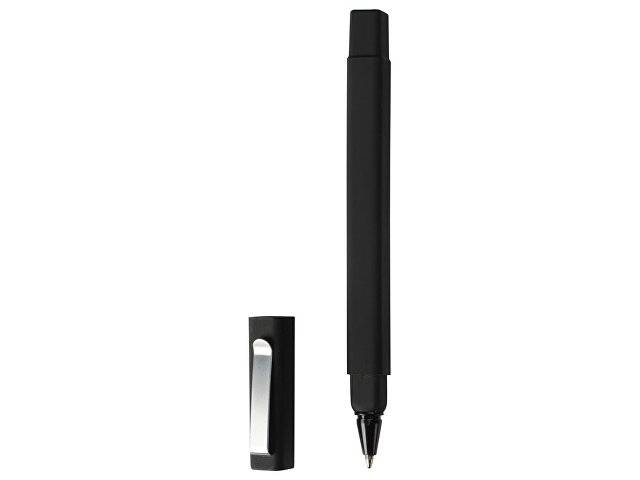 Ручка шариковая пластиковая "Quadro Soft", квадратный корпус с покрытием софт-тач, черный