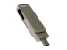 USB 3.0- флешка на 64 Гб поворотный механизм 2 в 1, c дополнительным разъемом Type-C с одноцветным металлическим клипом, серый