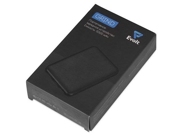 Портативное зарядное устройство"Grind", 5000 mAh, черный