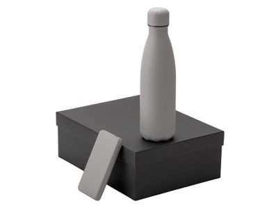 Подарочный набор с термобутылкой и повербанком С2, серый