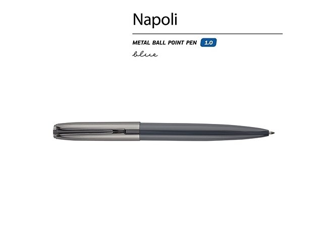 Ручка металлическая шариковая "Napoli", серый/вороненая сталь