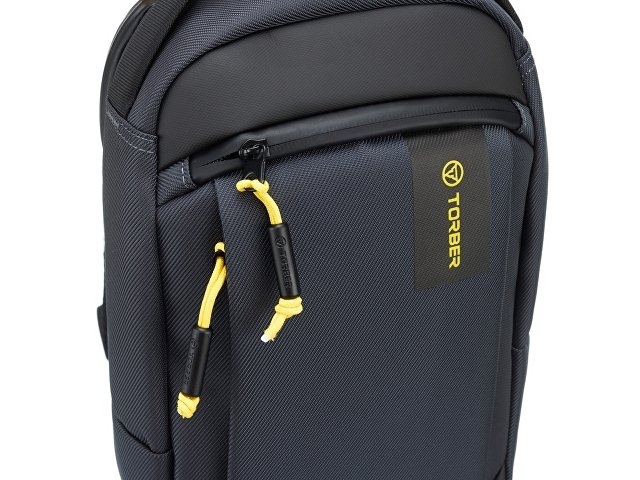 Рюкзак TORBER VOYAGE на одно плечо, серый, полиэстер 900D, 20х10х30 см, 5 л
