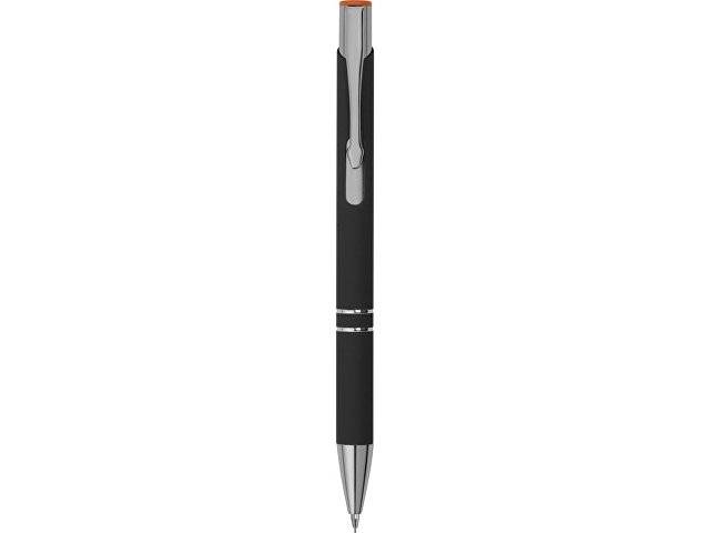 Ручка металлическая шариковая "Legend Mirror Gum" софт-тач с цветным слоем, черный / оранжевый
