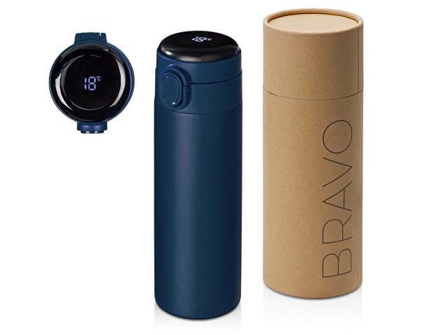 Вакуумная термокружка Waterline с медной изоляцией «Bravo», 400 мл, тубус, темно-синий