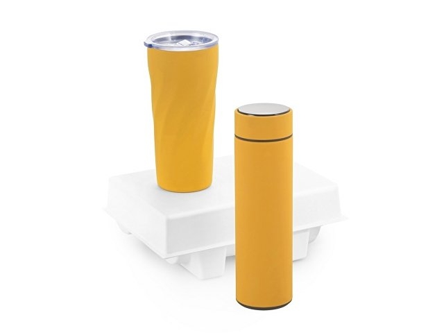 Подарочный набор "FAMILY" с термосом и термокружкой, желтый