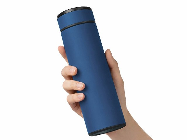 Вакуумный термос "Vacuum Flask C1", soft touch, 420мл, темно-синий