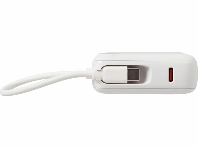 Внешний аккумулятор со встроенным кабелем «Liri», QC/PD, 10000 мАч, теплый белый