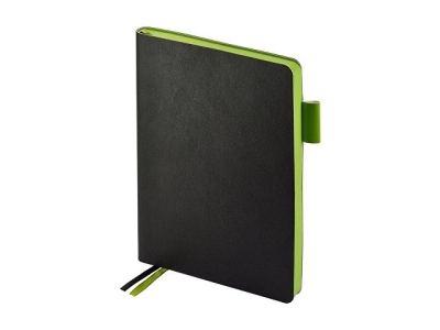 Ежедневник А5 датированный "Boston" 2026, черный с салатовым обрезом