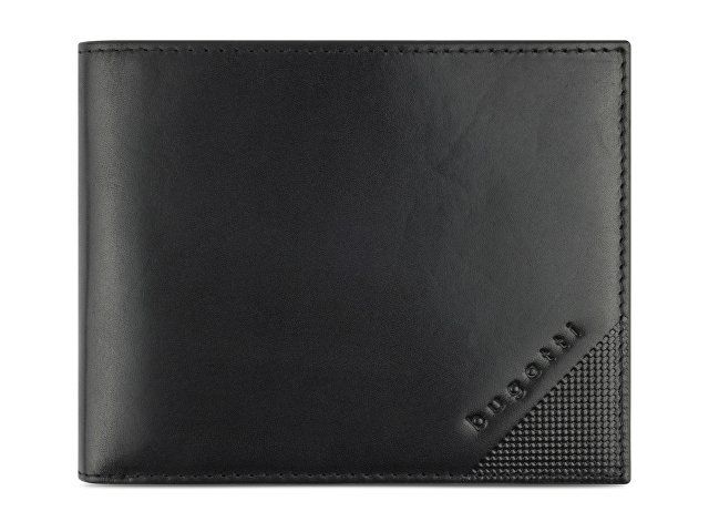 Портмоне BUGATTI Nobile, с защитой данных RFID, чёрное, воловья кожа/полиэстер, 12х2х9,5 см