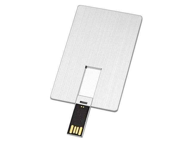 Флеш-карта USB 2.0 16 Gb в виде металлической карты "Card Metal", серебристый
