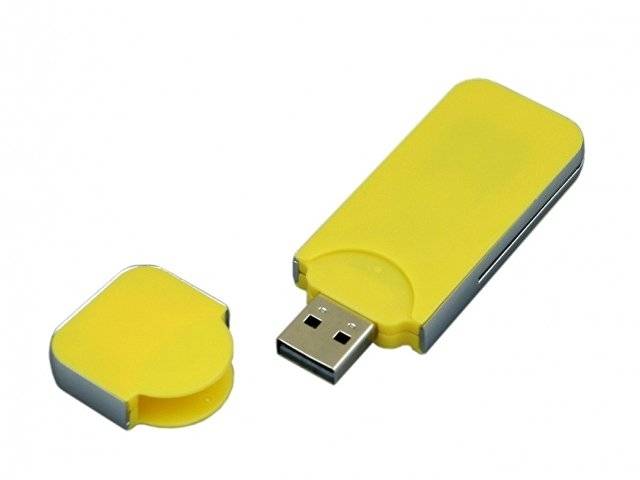 USB-флешка на 16 Гб в стиле I-phone, прямоугольнй формы, желтый