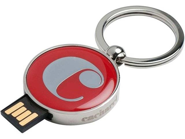 Набор Cacharel: шариковая ручка, брелок с флеш-картой USB 2. на 4 Гб, красный/серебристый