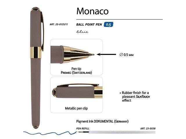 Ручка пластиковая шариковая «Monaco», 0,5мм, синие чернила, серый