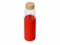 Бутылка для воды стеклянная "Refine", в чехле, 550 мл, красный