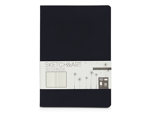 Скетчбук "Sketch & Art" в мягком переплете 147х210 мм, 32 л. бежевой бумаги 100 г/м2, черный